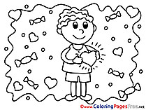Valentine's Day Boy Colouring Page  free