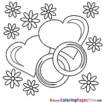 Wedding Rings Coloring Pages Valentine's Day for free