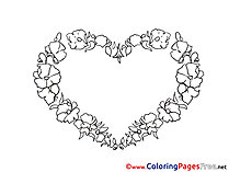 Wreath Flowers printable Coloring Pages Valentine's Day