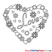 Wreath Heart printable Valentine's Day Coloring Sheets