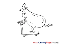 Eggplant on Scooter printable Coloring Sheets download