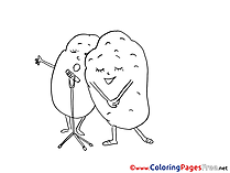 Potatos sing Children download Colouring Page