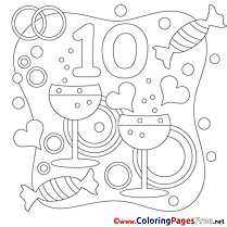 10 Years Wedding Coloring Pages for free