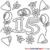15 Years Wedding printable Coloring Pages