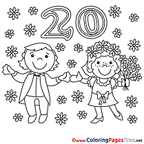 20 Years Wedding Coloring Sheets download free