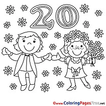 20 Years Wedding Coloring Sheets download free