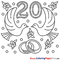 20 Years Wedding Colouring Sheet   download free