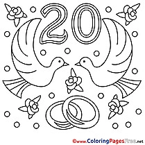 20 Years Wedding Colouring Sheet   download free