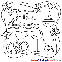 25 Years Wedding Coloring Page for free