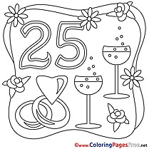 25 Years Wedding Coloring Page for free