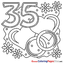 35 Years Wedding printable Colouring Page  for Free