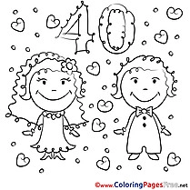 40 Years Wedding Colouring Sheet  download for free