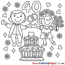 40 Years Wedding download Colouring Sheet
