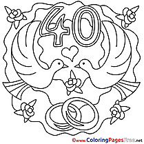 40 Years Wedding printable Colouring Page for Kids