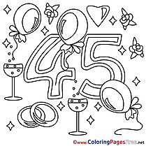 45 Years Wedding  Coloring Pages for Children