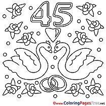 45 Years Wedding printable  Coloring Sheets download