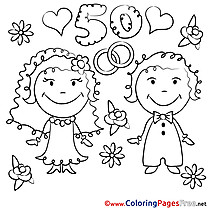 50 Years Wedding free Coloring Page for free