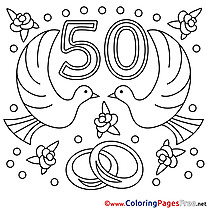 50 Years Wedding printable Coloring Pages for free