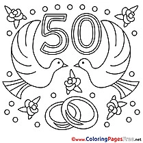 50 Years Wedding printable Coloring Pages for free