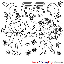 55 Years Wedding download Coloring Pages for Kids