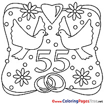 55 Years Wedding free printable  Coloring Sheets