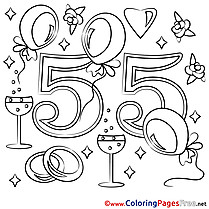 55 Years Wedding printable Coloring Sheets download