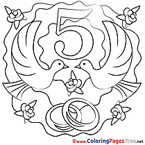 5 Years Wedding Pigeons printable Colouring Page for Kids