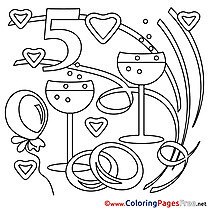 5 Years Wedding printable Coloring Sheets download