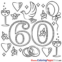 60 Years Wedding Coloring Pages for free