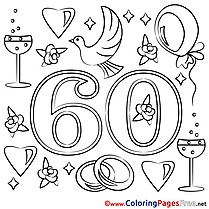 60 Years Wedding Coloring Pages for free