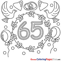 65 Years Wedding  download  Colouring Page for Children