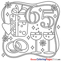 65 Years Wedding free Colouring Page download