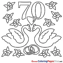 70 Years Wedding Swans Colouring Page printable free