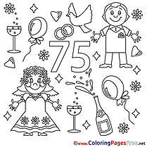 75 Years Wedding free Colouring Page  download
