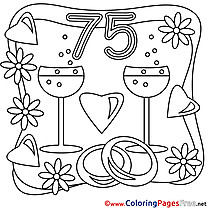 75 Years Wedding printable Coloring Pages