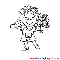Bouquet Bride download printable Coloring Pages