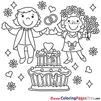 Cake printable Coloring Pages Wedding for free