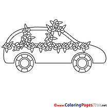 Car Wedding Flowers Colouring Page printable free