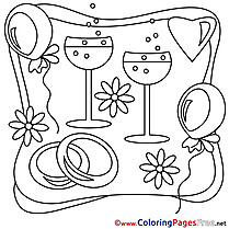 Champagne free Wedding Coloring Page for Kids