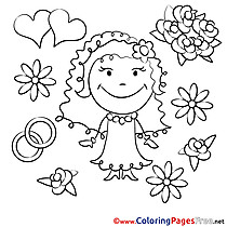 Flowers Bride Wedding free printable Coloring Sheets