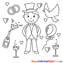 Groom Wedding Coloring Pages for free
