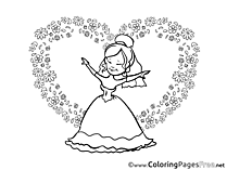 Heart Broom Flowers free Colouring Page download