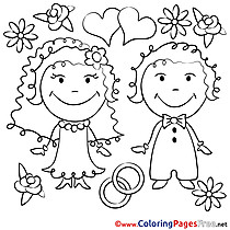 Love Wedding  download Colouring Page for Children