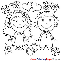 Love Wedding  download Colouring Page for Children