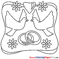 Pigeons Rings Wedding Colouring Page printable free