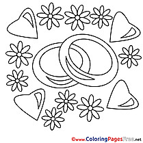 Rings Flowers Wedding  Coloring Pages download for free