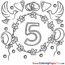 Roses 5 Years Anniversary download Coloring Pages