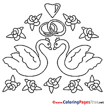 Swans Wedding Flowers Colouring Sheet  download free