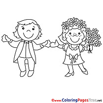 Woman Man Wedding free Coloring Page for Kids