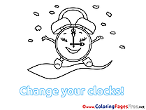 Alarm Clock Winter Coloring Pages for Kids